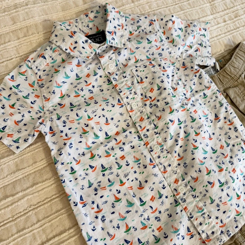 Toddler Boy 3T Children’s Place Shirt and Short Set Outfit Bundle Spring Summer - Picture 2 of 3